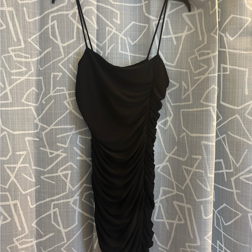 Elegant Black Ruched Dress